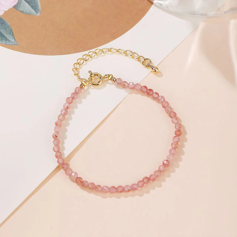 Buddha Stones ​​Erdbeerquarz Prehnit Peridot Lazurit Lapislazuli Rosa Kristall Turmalin Heilendes Kettenarmband - image 1