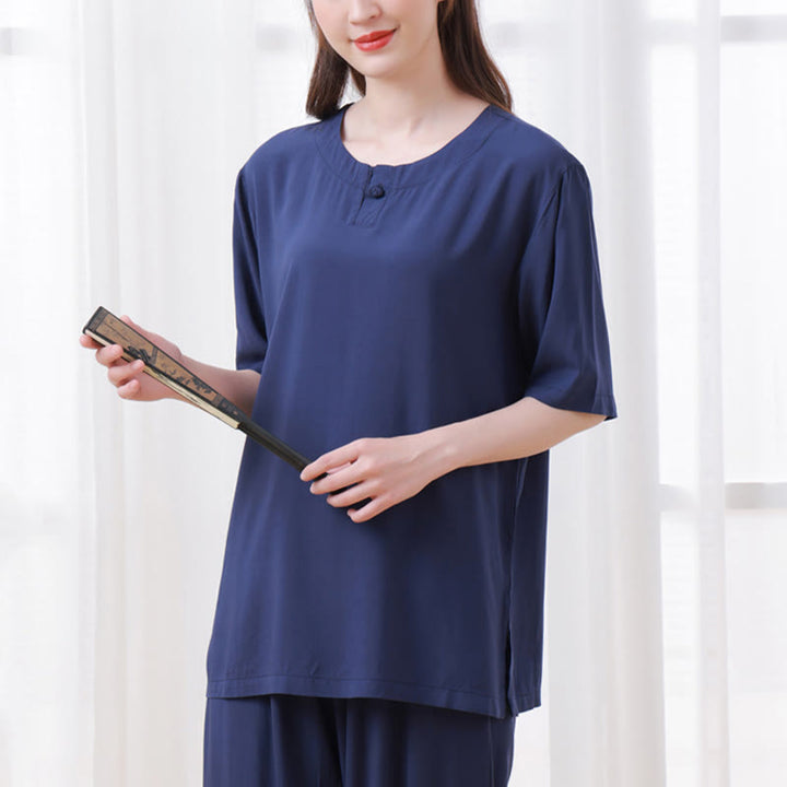 Buddha Stones 2-teiliges T-Shirt mit halben Ärmeln und Hose, Meditation, Zen, Tai Chi, Baumwolle, Leinen, Unisex-Kleidung - image 19