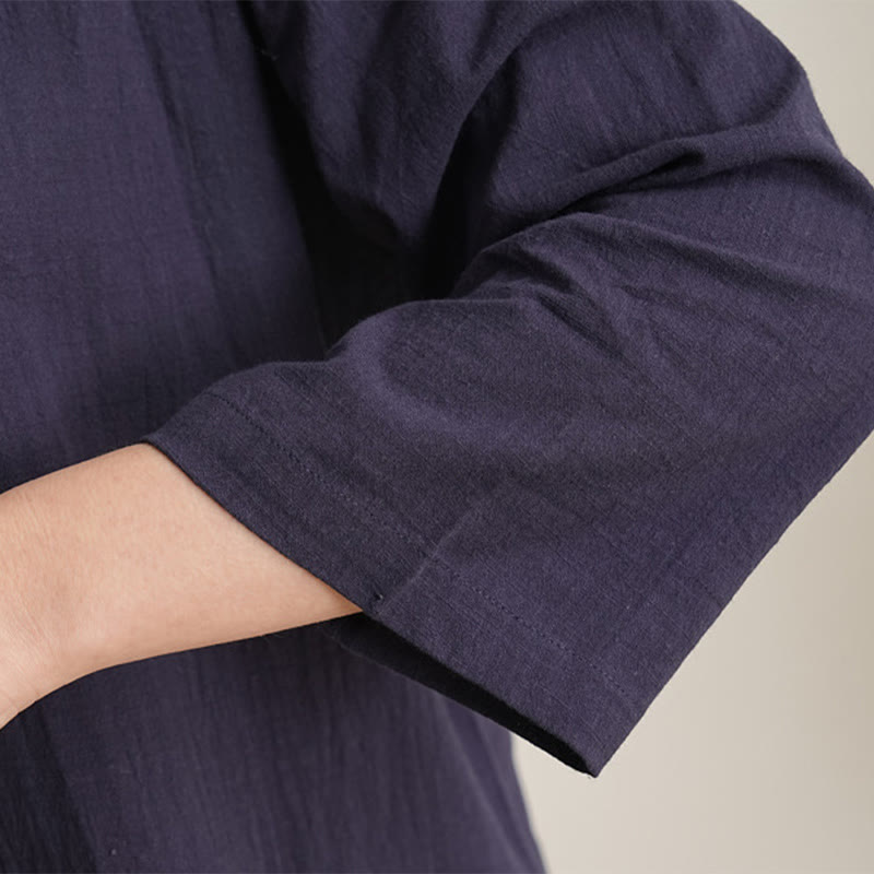 Buddha Stones 2-teiliges Set mit V-Ausschnitt, Dreiviertelärmeln, Hemd, Oberteil und Hose, Meditation, Zen, Tai Chi, Baumwoll-Leinen-Kleidung für Damen - image 15