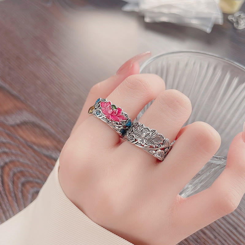 Buddha Stones 925 Sterling Silber Koi Fisch Lotusblume Wohlstandsring - image 4