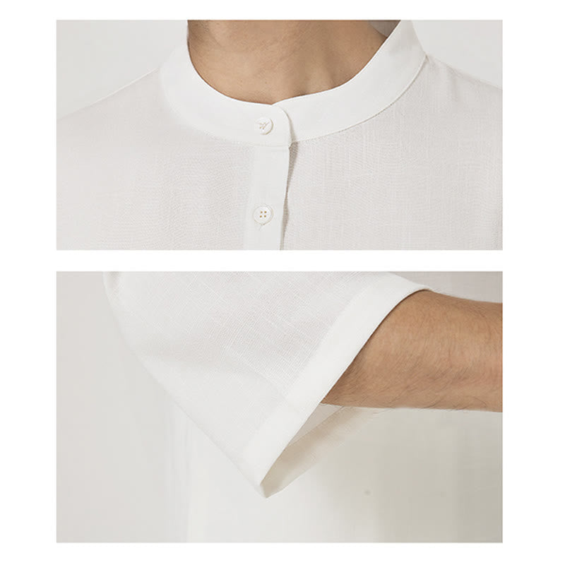 Buddha Stones 2-teiliges Set mit Knöpfen für Herren, Dreiviertelärmel, Hemd, Oberteil und Hose, Meditation, Zen, Tai Chi, Baumwoll-Leinen - image 5