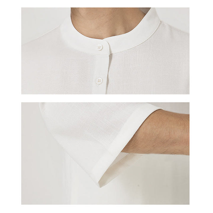 Buddha Stones 2-teiliges Set mit Knöpfen für Herren, Dreiviertelärmel, Hemd, Oberteil und Hose, Meditation, Zen, Tai Chi, Baumwoll-Leinen - image 5