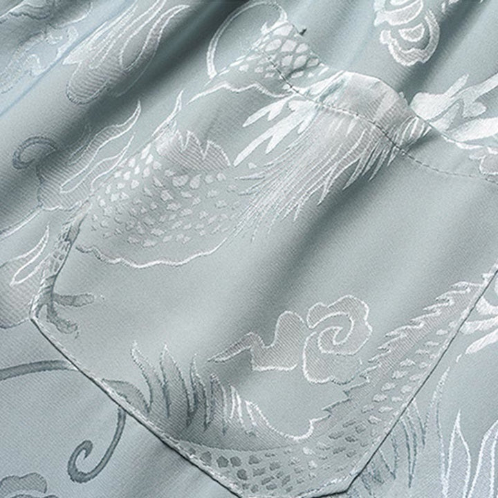 Buddha-Steine, Drachenmuster, Tang-Anzug, Hanfu, traditionelle Uniform, kurzärmeliges Oberteil und Hose, Kleidung für Herren - image 10