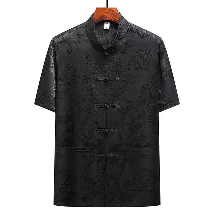 Buddha-Steine, Drachenmuster, Tang-Anzug, Hanfu, traditionelle Uniform, kurzärmeliges Oberteil und Hose, Kleidung für Herren - image 26