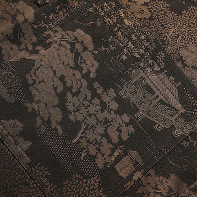Buddha-Steine, Kiefernbaum, Pavillon, Garten, Tang-Anzug, Hanfu, traditionelle Uniform, kurzärmeliges Oberteil und Hose, Kleidung für Herren - image 5