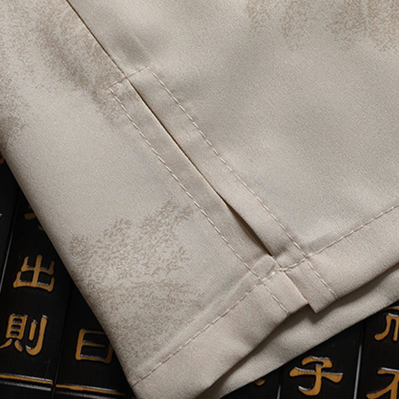 Buddha Steine ​​Berge Bäume Tang Anzug Hanfu Traditionelle Uniform Kurzarm Top Hosen Kleidung Herren Set - image 7