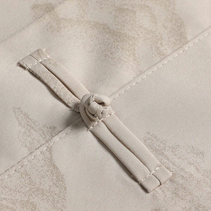 Buddha Steine ​​Berge Bäume Tang Anzug Hanfu Traditionelle Uniform Kurzarm Top Hosen Kleidung Herren Set - image 4