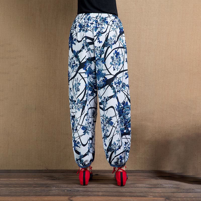 Haremshose mit Taschen und Buddha Stones-Muster, Blau - image 9
