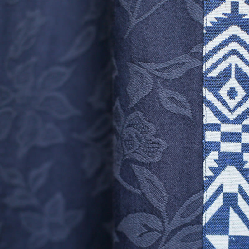 Buddha Stones – Jacquard-Midikleid mit Blumenstickerei, Blau, Dreiviertelärmeln, Baumwollkleid mit Taschen - image 10