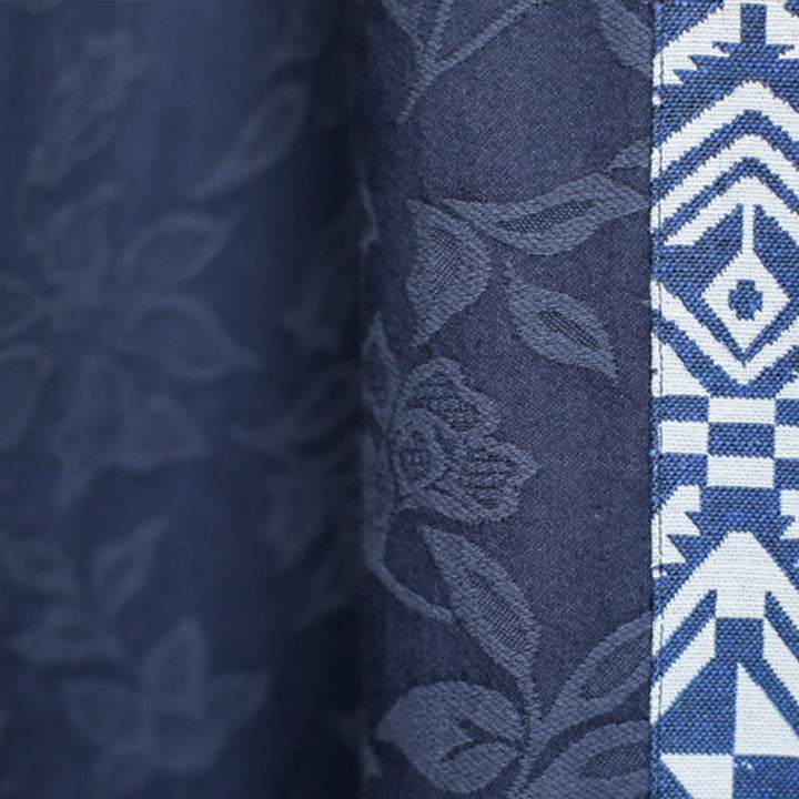 Buddha Stones – Jacquard-Midikleid mit Blumenstickerei, Blau, Dreiviertelärmeln, Baumwollkleid mit Taschen - image 10