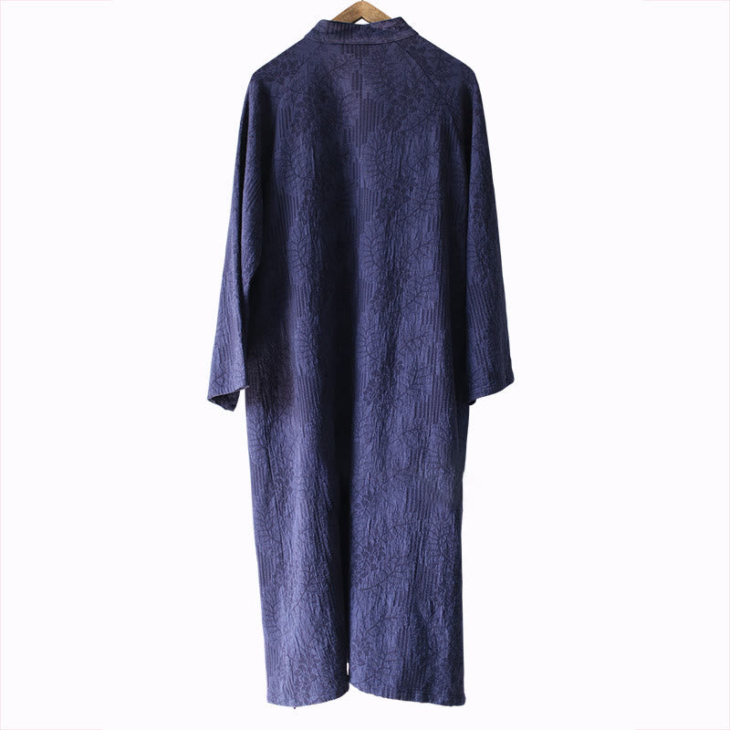 Buddha Stones Flower Jacquard Midikleid, langärmeliges Baumwoll-Leinen-Kleid, weite Hose mit Taschen - image 16