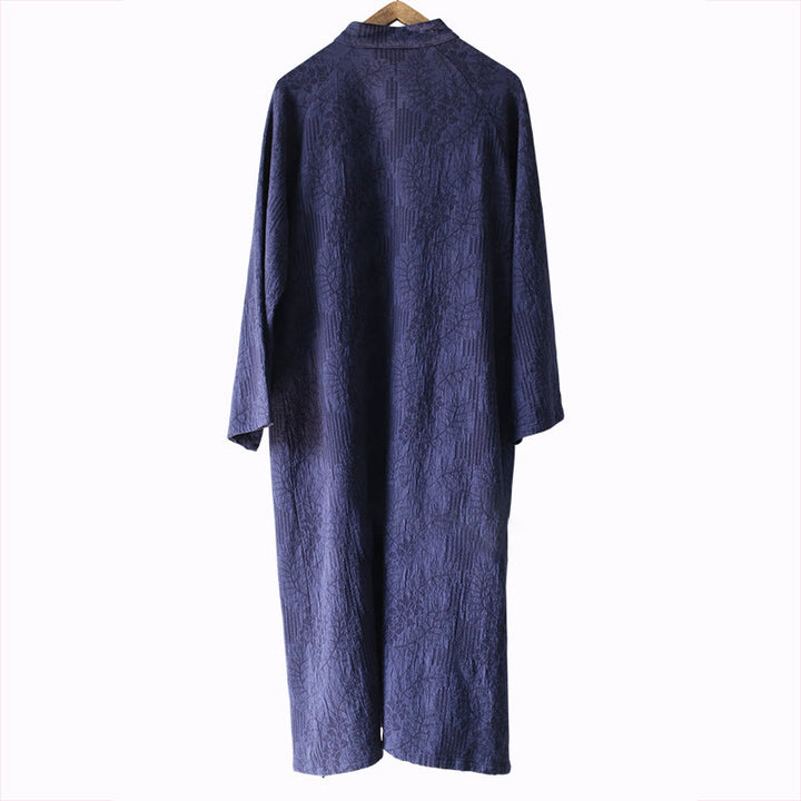 Buddha Stones Flower Jacquard Midikleid, langärmeliges Baumwoll-Leinen-Kleid, weite Hose mit Taschen - image 16