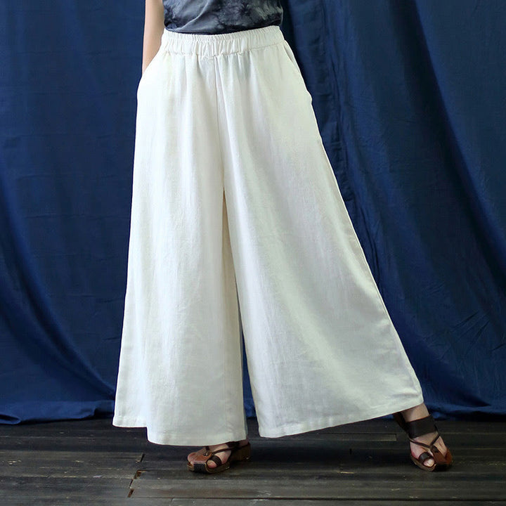 Buddha Stones Flower Jacquard Midikleid, langärmeliges Baumwoll-Leinen-Kleid, weite Hose mit Taschen - image 50