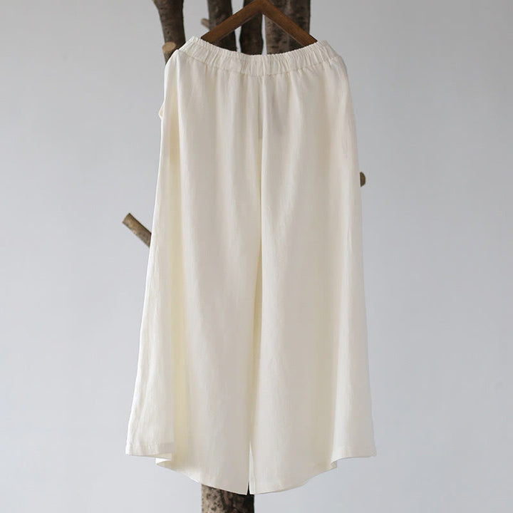Buddha Stones Flower Jacquard Midikleid, langärmeliges Baumwoll-Leinen-Kleid, weite Hose mit Taschen - image 57