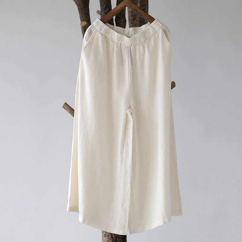 Buddha Stones Flower Jacquard Midikleid, langärmeliges Baumwoll-Leinen-Kleid, weite Hose mit Taschen - image 58