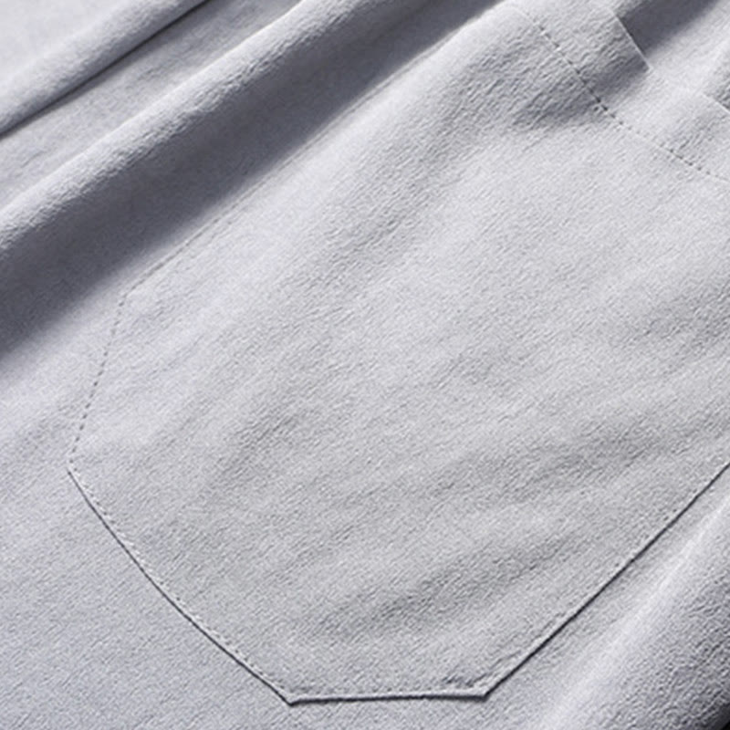 Buddha Stones Fu Charakter Tang Anzug Hanfu Traditionelle Uniform Kurzarm Oberteil Hosen Kleidung Herren Set - image 14