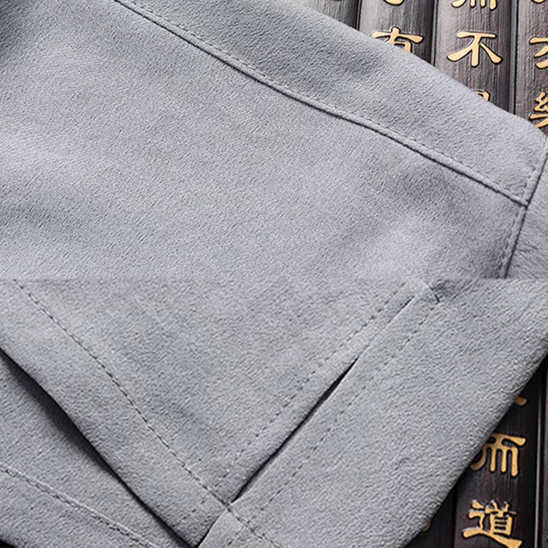 Buddha Stones Fu Charakter Tang Anzug Hanfu Traditionelle Uniform Kurzarm Oberteil Hosen Kleidung Herren Set - image 15