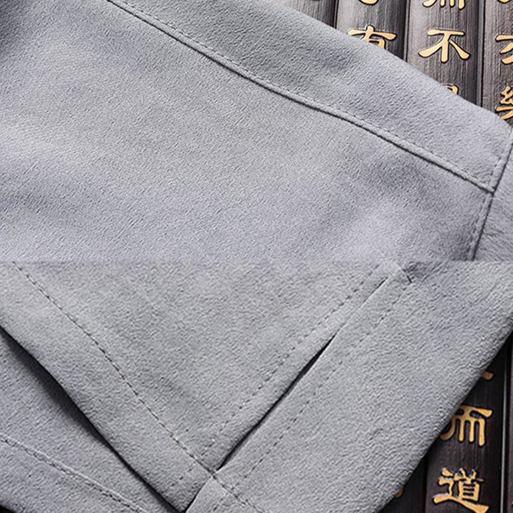 Buddha Stones Fu Charakter Tang Anzug Hanfu Traditionelle Uniform Kurzarm Oberteil Hosen Kleidung Herren Set - image 15