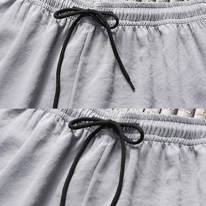 Buddha Stones Fu Charakter Tang Anzug Hanfu Traditionelle Uniform Kurzarm Oberteil Hosen Kleidung Herren Set - image 16