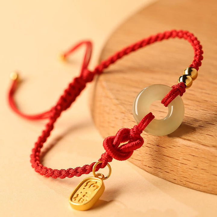 Buddha-Steine ​​Hetian Jade Frieden Schnalle Fu Charakter String Glück Armband - image 1