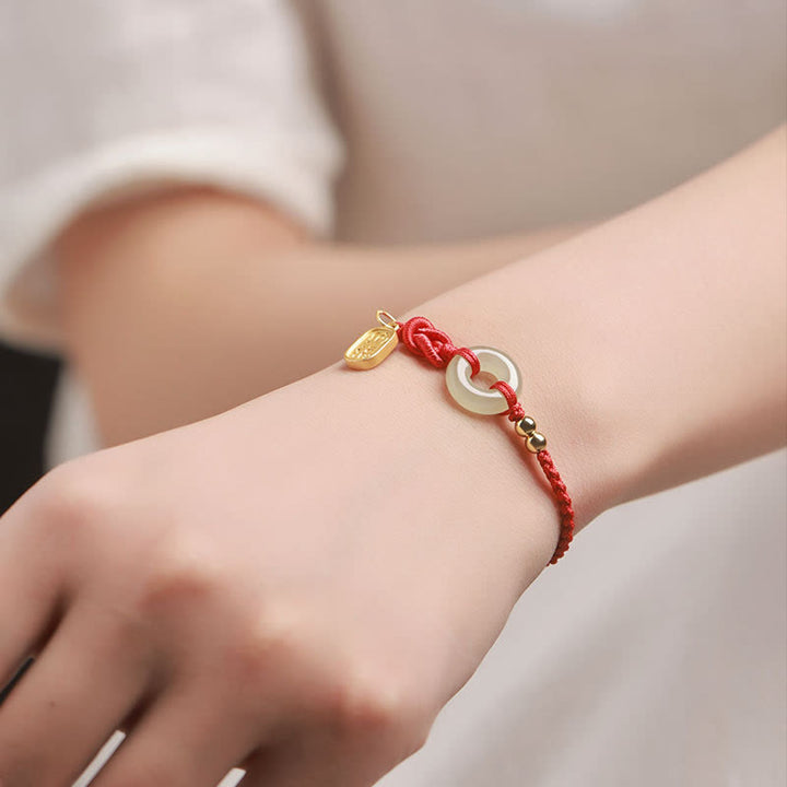 Buddha-Steine ​​Hetian Jade Frieden Schnalle Fu Charakter String Glück Armband - image 5
