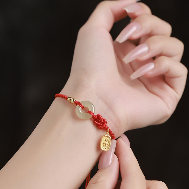 Buddha-Steine ​​Hetian Jade Frieden Schnalle Fu Charakter String Glück Armband - image 4