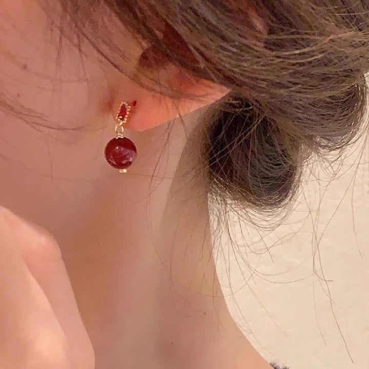 Ohrringe mit Buddha-Steinen, 925er Sterlingsilber, 14 Karat Gold gefüllt, Zinnoberperle, Zirkonia, ruhig - image 5