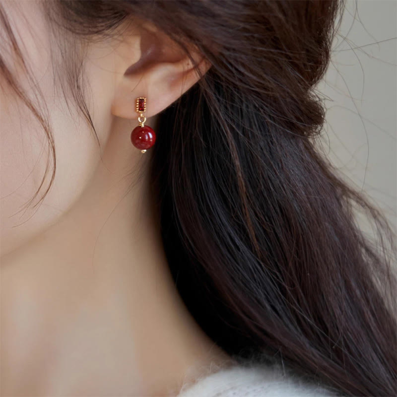 Ohrringe mit Buddha-Steinen, 925er Sterlingsilber, 14 Karat Gold gefüllt, Zinnoberperle, Zirkonia, ruhig - image 7