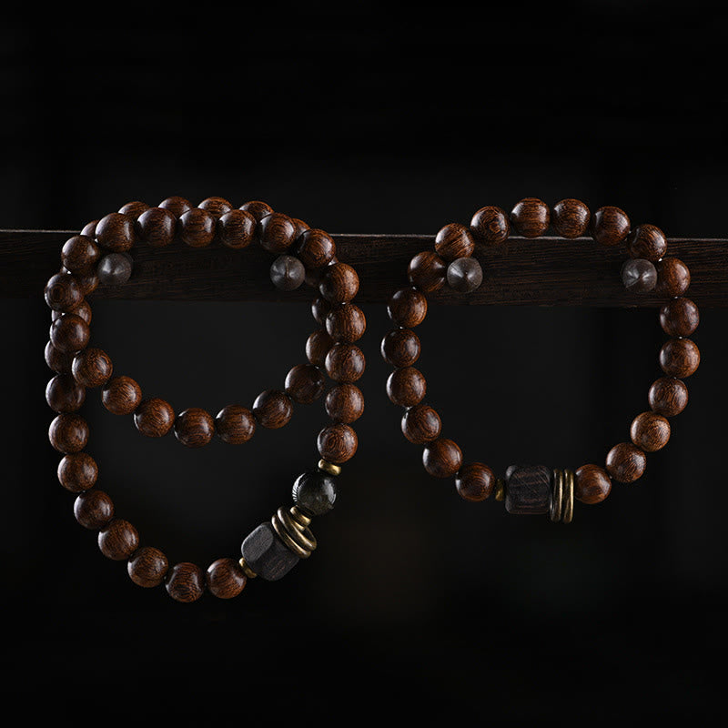 Buddha-Steine, Sandelholz, Ebenholz, Perlen, Heilung, Einzel- und Doppelwickelarmband