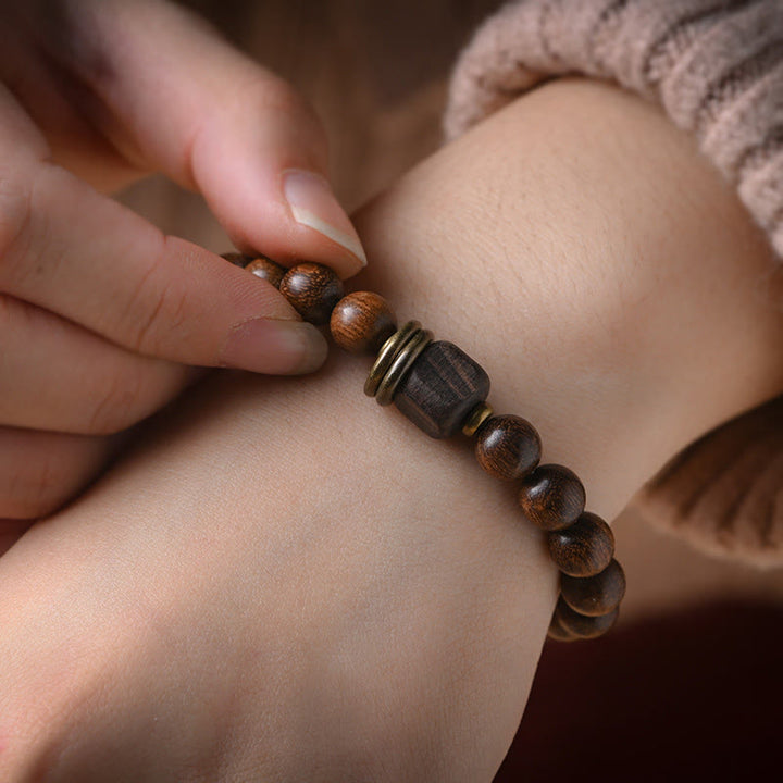 Buddha-Steine, Sandelholz, Ebenholz, Perlen, Heilung, Einzel- und Doppelwickelarmband