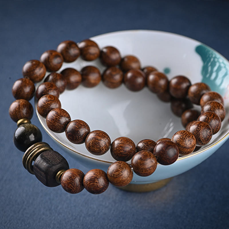 Buddha-Steine, Sandelholz, Ebenholz, Perlen, Heilung, Einzel- und Doppelwickelarmband