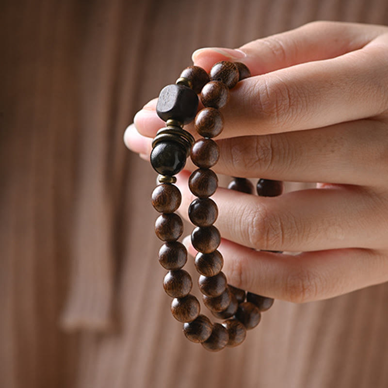 Buddha-Steine, Sandelholz, Ebenholz, Perlen, Heilung, Einzel- und Doppelwickelarmband