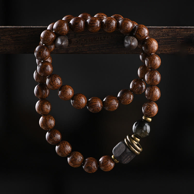 Buddha-Steine, Sandelholz, Ebenholz, Perlen, Heilung, Einzel- und Doppelwickelarmband