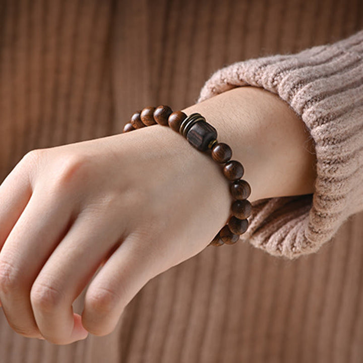 Buddha-Steine, Sandelholz, Ebenholz, Perlen, Heilung, Einzel- und Doppelwickelarmband