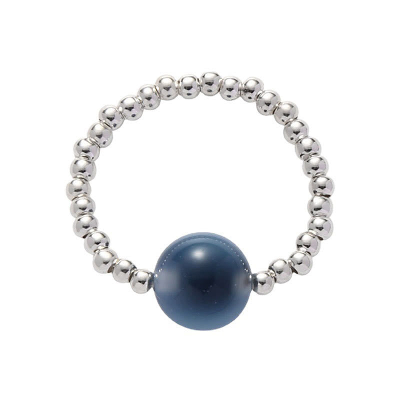 Buddha Stones 925 Sterling Silber Blauer Candy Achat Heilperlenring - image 11