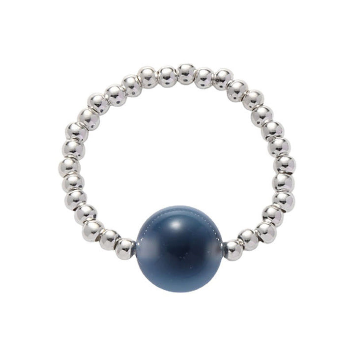 Buddha Stones 925 Sterling Silber Blauer Candy Achat Heilperlenring - image 11