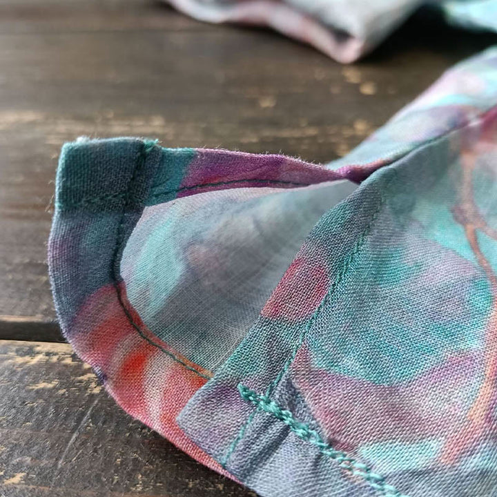 Buddha-Steine, rosa Blumen, grüne Blätter, Druck, Froschknopf-Design, langärmeliges Ramie-Leinen-Jackenhemd - image 17