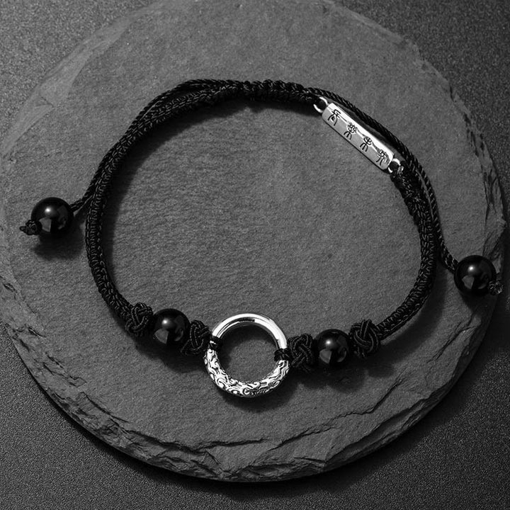 Buddha Stones 925 Sterling Silber Schwarzer Onyx Peace Schnalle Schutzarmband - image 2