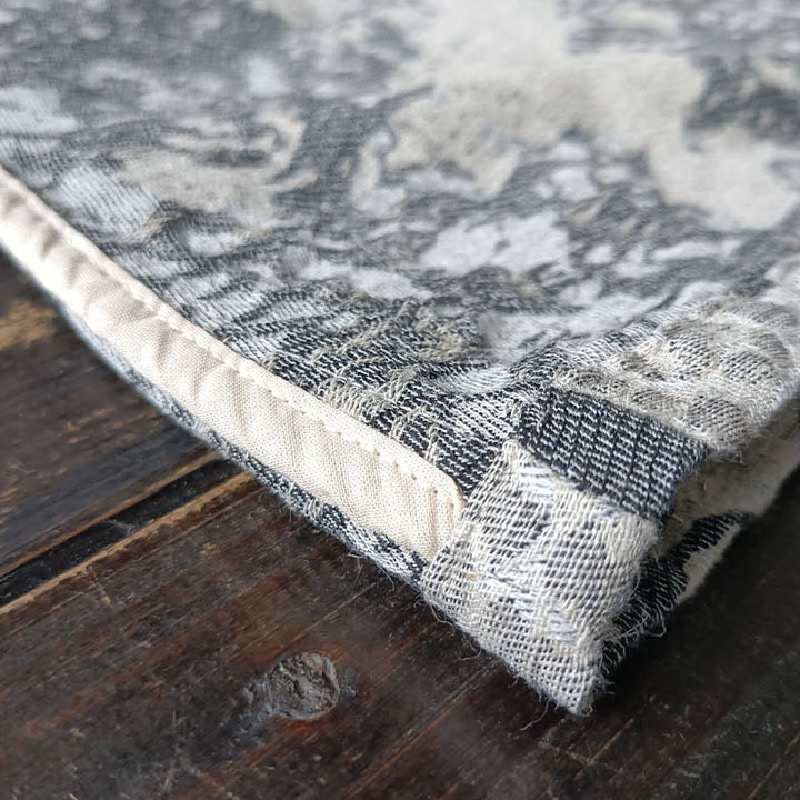 Buddha Stones Schwarz-Grau-Druck Froschknopf-Design Langärmliges Baumwoll-Leinen-Jackenhemd mit Taschen - image 11