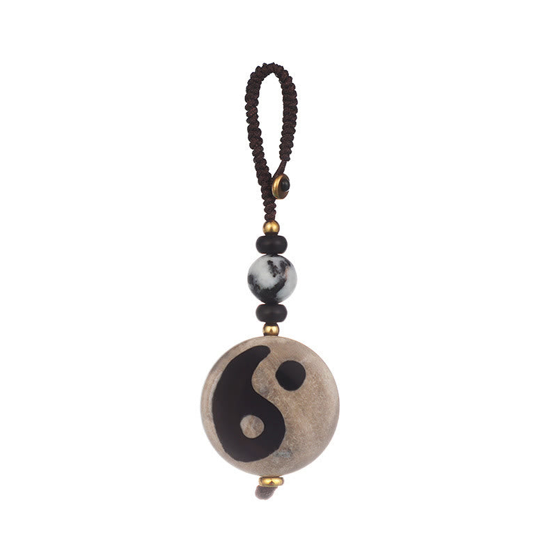 Buddha Steine Natürlicher Achat Yin Yang Dzi Perle Balance Schlüsselanhänger