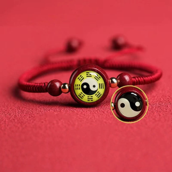 Buddha-Steine Glücks-Zinnober-rote Schnur Yin Yang Symbol Bagua Segen Armband