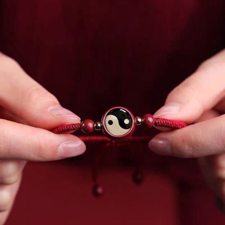 Buddha-Steine ​​Glücks-Zinnober-rote Schnur Yin Yang Symbol Bagua Segen Armband - image 5