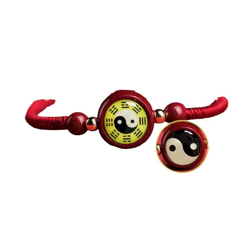 Buddha-Steine Glücks-Zinnober-rote Schnur Yin Yang Symbol Bagua Segen Armband