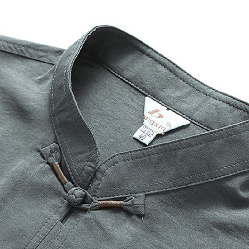 Buddha-Steine, Drache, Fu-Charakter, Tang-Anzug, traditionelles Kurzarmhemd, Hose mit weitem Bein, Kleidung für Herren - image 3