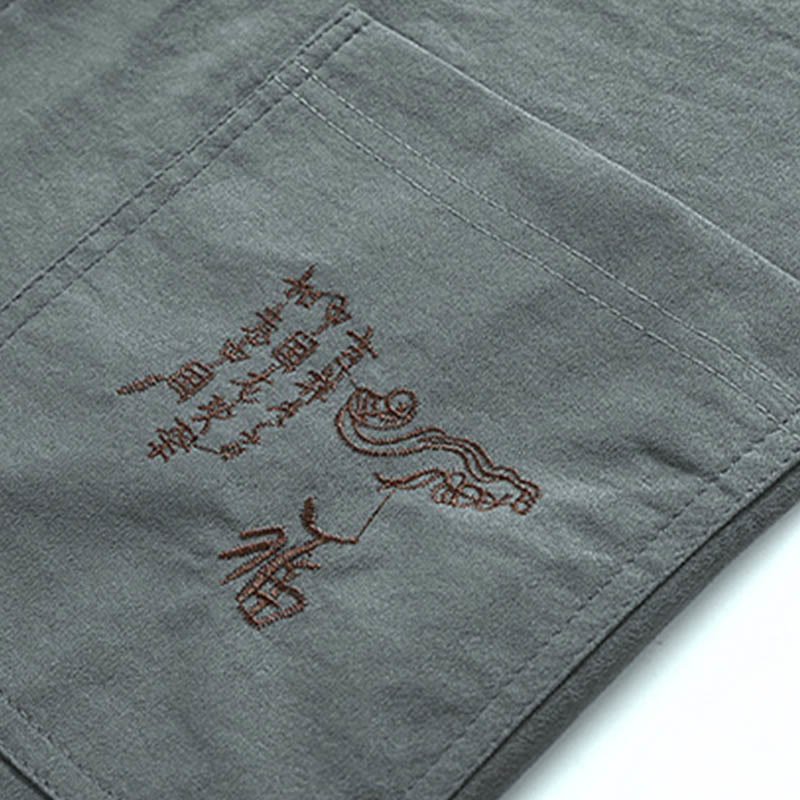 Buddha-Steine, Drache, Fu-Charakter, Tang-Anzug, traditionelles Kurzarmhemd, Hose mit weitem Bein, Kleidung für Herren - image 10