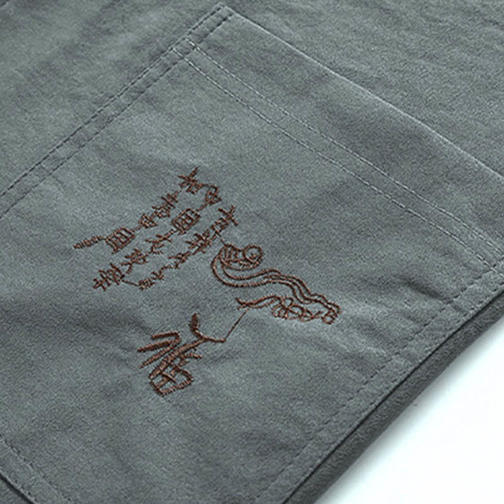 Buddha-Steine, Drache, Fu-Charakter, Tang-Anzug, traditionelles Kurzarmhemd, Hose mit weitem Bein, Kleidung für Herren - image 10
