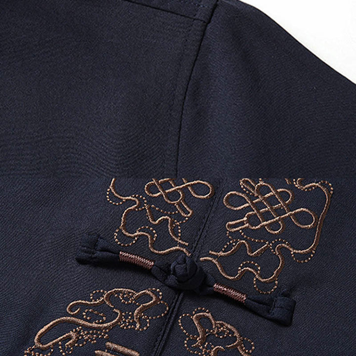 Buddha-Steine, Fu-Charakter, chinesische Knotenstickerei, Tang-Anzug, traditionelle kurzärmelige Oberteile und Hosen, Kleidung für Herren - image 9