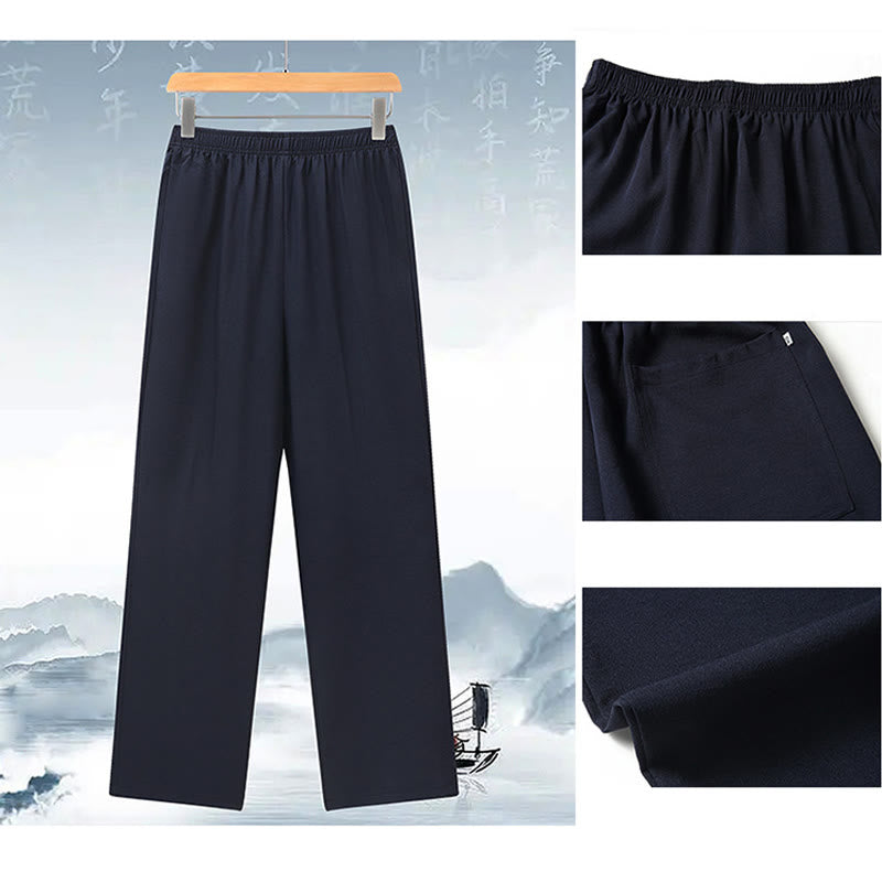 Buddha-Steine, Fu-Charakter, chinesische Knotenstickerei, Tang-Anzug, traditionelle kurzärmelige Oberteile und Hosen, Kleidung für Herren - image 16