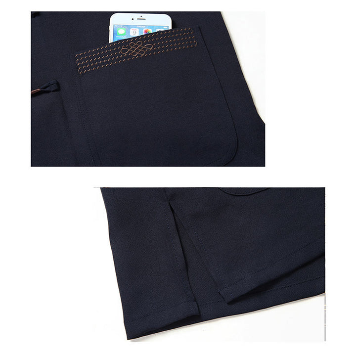 Buddha-Steine, Fu-Charakter, chinesische Knotenstickerei, Tang-Anzug, traditionelle kurzärmelige Oberteile und Hosen, Kleidung für Herren - image 15