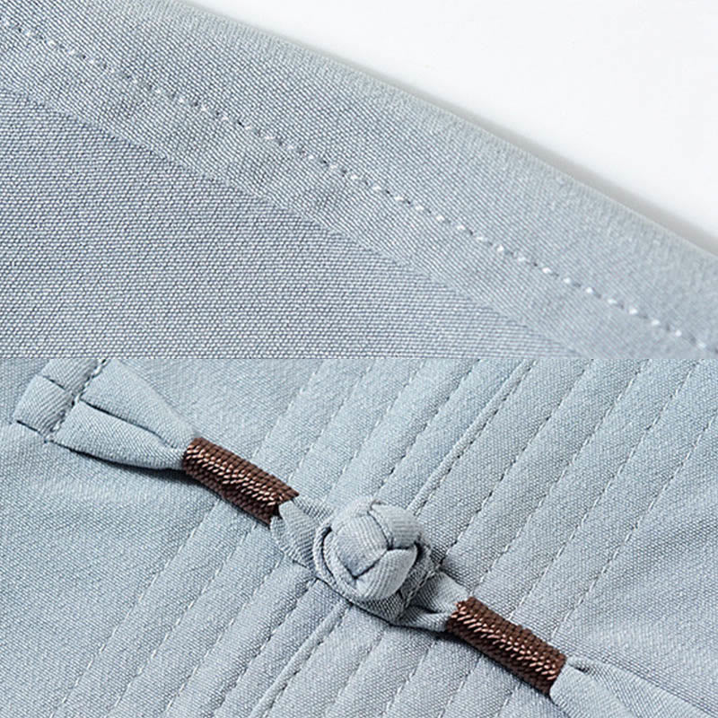 Buddha-Steine, Fu-Charakter-Stickerei, Tang-Anzug, traditioneller Froschknopf, kurzärmeliges Oberteil und Hose, Kleidung für Herren - image 9